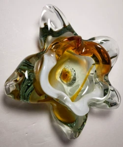 8" Stunning Studio Art Glass Ashtray Flower Blossom Starburst Colorful Bowl Dish - Picture 1 of 9