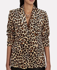 FRAME women Blazer Jacket Leopard Print Velvet Notch Lapel- 6 - Picture 1 of 9