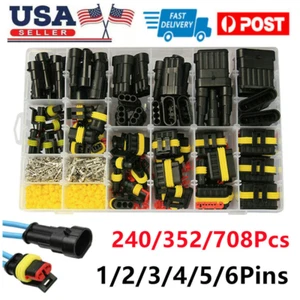708Pcs Car Automotive Waterproof Electrical Wire Connector Plug 1-6 Pin Kit US - Picture 1 of 17