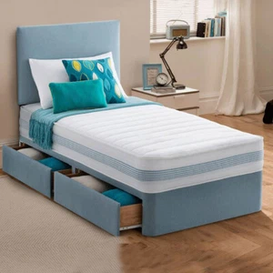 Single Plush Divan Bed Set 3FT Drawer Option With Mattress for Children & Adults - Picture 1 of 7