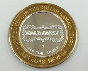 RARE Ten Dollar Gold Coast Las Vegas Nevada Bullion Silver Gaming Token - Bild 1 von 4