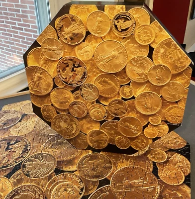 Springbok Premier Moneda de Oro Americana Rompecabezas Octogonal 500 Piezas Lámina de Oro Trasero Foto 1 de 4