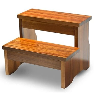 Wooden Two Step Stool - Heavy Duty 2 Step Stool for Adult and Kids - Holds up... - Image 1 of 4