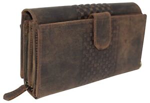 RFID Vintage Leather Large Clutch Purse Smartphone Hand Wristlet Women Wallet