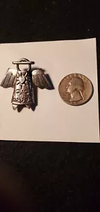 Prendedor/colgante/broche ángel vintage de plata de ley con halo intacto usable - Imagen 1 de 9