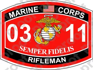 PEGATINA USMC MOS 0311 RIFLEMAN N CINTA DE CAMPAÑA ooo USMC Lisc No 20187 - Imagen 1 de 7