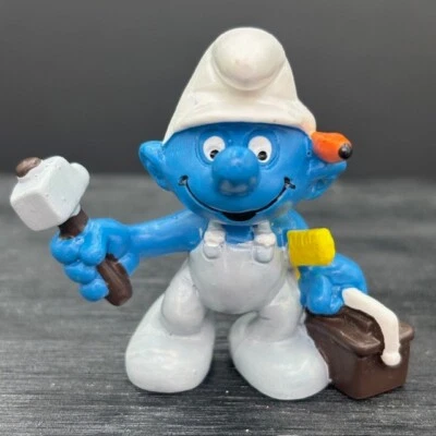 Los Pitufos 20171 Práctico Pitufo Martillo Caja de Herramientas Figura de Colección Schleich Peyo PVC Estatuilla Foto 1 de 4