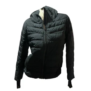 Abrigo chaqueta acolchada Michael Kors para mujer talla M negro forrado de sherpa capucha cremallera completa - Imagen 1 de 10