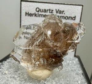 6.50 g Herkimer Diamond Gem Cluster w/ Smoky Phantoms, Rainbows, Hydrocarbon - Picture 1 of 20