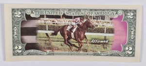 2017 $2 Colorized US Note Race Horse - Affirmed Custom Printed FRN *5569 - Picture 1 of 3