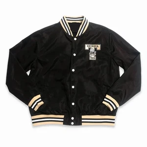 Georgia Tech Chaquetas Amarillas Chaqueta de Fútbol Satinado Negro Lettermen Chaqueta de Bombardero - Imagen 1 de 4
