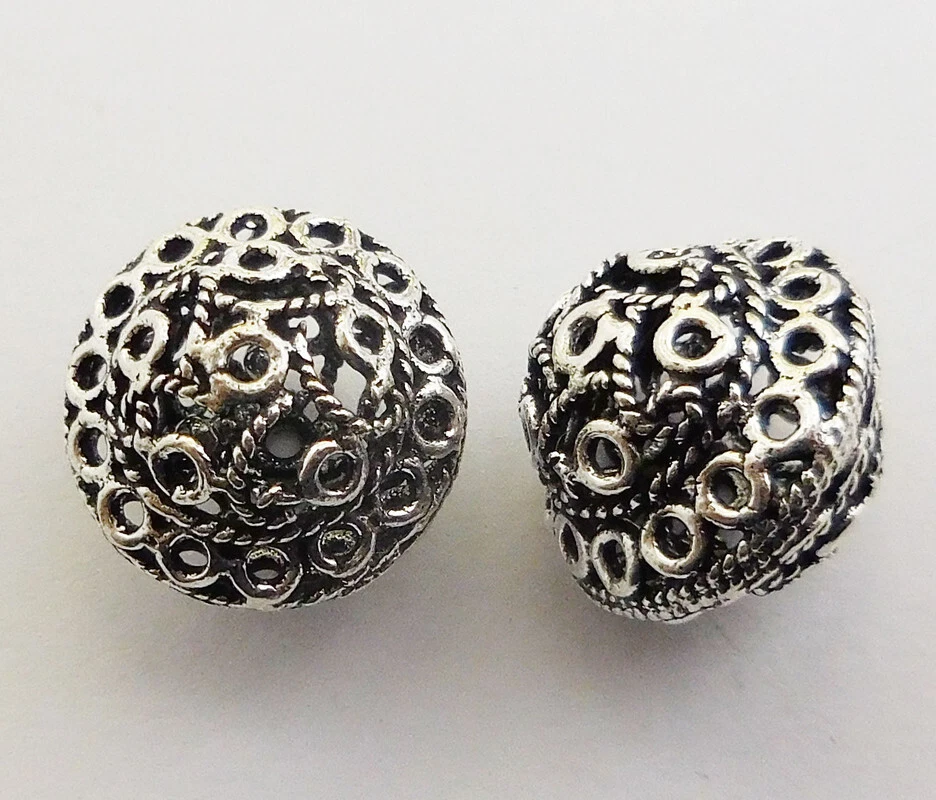 6 Pcs 17X15mm Filigree Saucer Bead Antique Silver Plated A434 - Image 1 of 1
