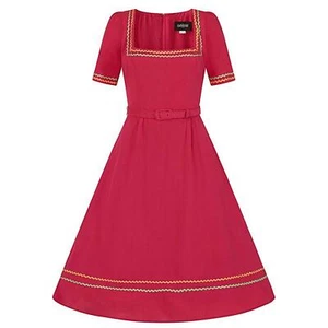 Nueva Oferta Tilda COLLECTIF Retro Años 50 Vintage Acampanado Vestido Rojo UK14 Grande H169 - Imagen 1 de 3