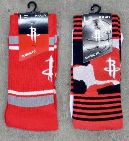 2 Pack NBA Houston Rockets Logo Socks Crew Stripes Camo Red White Black Green Cover
