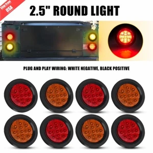 4-8pcs 2.5" Inch DOT Round Trailer 13 LED Marker Light w/ Grommet for Truck RV - Picture 1 of 27