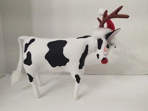 Annalee Dolls Got Christmas Cow 9” 2008  Red Nose/Santa Hat - Picture 1 of 5
