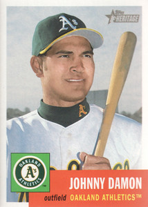2002 Topps Heritage Oakland Athletics Baseball Card #92 Johnny Damon