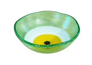 #3786 Middle Eastern Green Glass Bowl with Eye 5.75" D - Picture 1 of 6