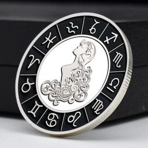 12 Constellations Virgo Silver Plated Coin Crafts Memorial Medal with Diamond - Picture 1 of 12