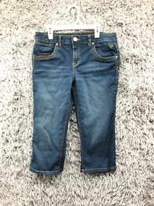 Justice Simply Low Capri Jeans Size 14.5 Juniors Dark Wash Blue Denim - Picture 1 of 10