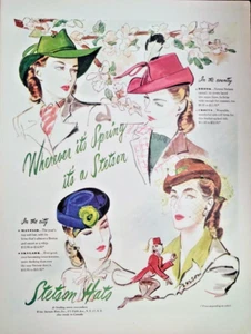 1945 Stetson Hüte Damen Frühling Brook Krokus Mayfair Skylark ganzseitiger Druck Anzeige - Bild 1 von 6