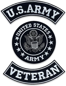 Juego de parches de veteranos del ejército blanco y negro regalo para motociclistas veteranos - Imagen 1 de 2