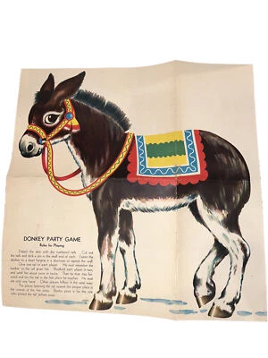 Vintage Pin The Tail On The Donkey Party Game Poster ONLY - Image 1 of 4