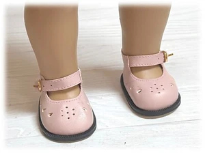 Cute Pink Mary Jane Doll Shoes with Pierced Cutout Design fits 18" American Girl - Picture 1 of 6