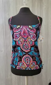NWT 24th & Ocean S Paisley Waves Halter Tankini Swim Top #93456 - Picture 1 of 1