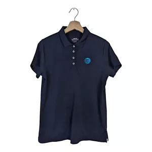 Polo AT&T donna media dipendente blu navy uniforme camicia ricamata Lands End - Foto 1 di 5