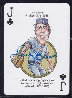 Larry Gura 2015 Hero Deck KC Royals Baseball Heroes Playing Card SIGNED - Image 1 of 2