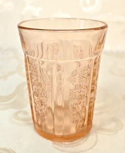 Federal Glass pink Sharon Cabbage Rose 4 1/4" thick flat tumbler depression era - Bild 1 von 6