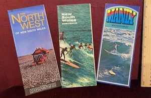 3 VINTAGE 1960s-70s NEW SOUTH WALES TOURIST MAPS BROCHURES MANLY BEACHES EXC!!! - Foto 1 di 24