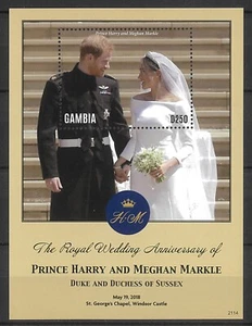 Gambia 2021 Royal Wedding Anniversary Prince Harry/Meghan Markle Mini Sheet MUH - Picture 1 of 1