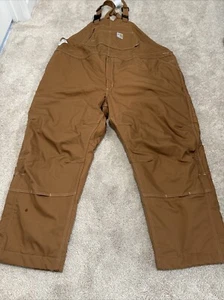 Carhartt FR Duck Bib Overalls Insulated Cat 3 Canvas OR2691-frm Size 54 X 30 - Picture 1 of 14