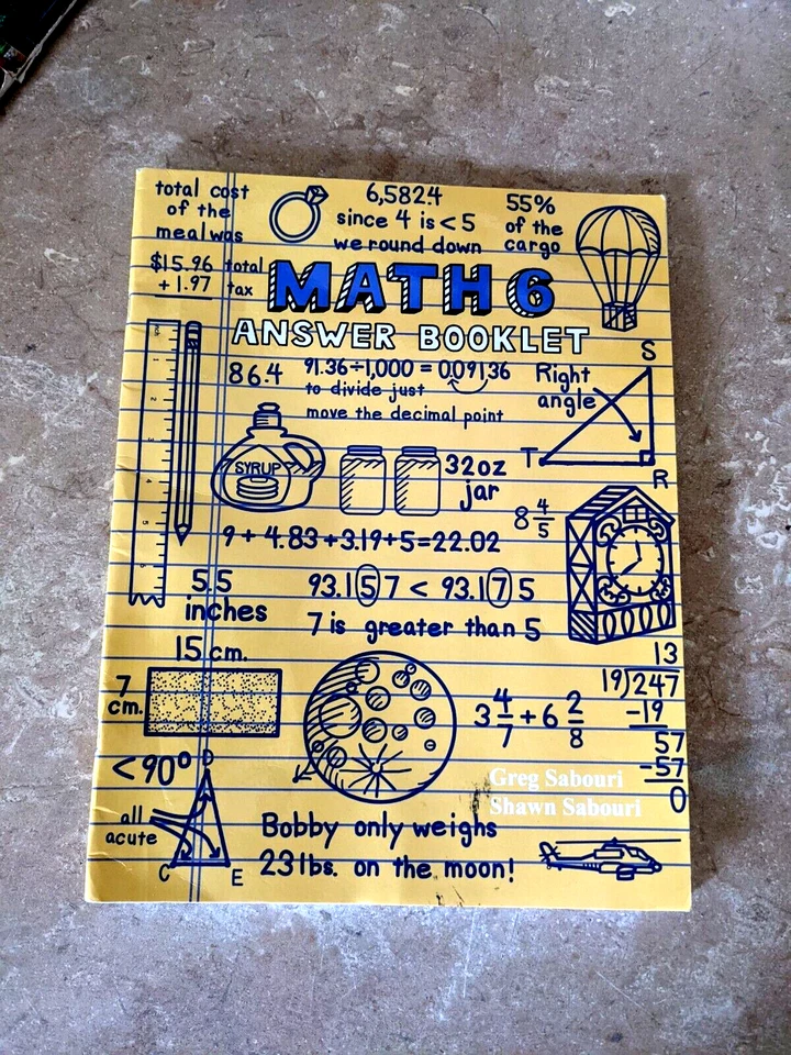 Math 6: A Teaching Textbook Answer Booklet by Shawn Sabouri FREE SHIPPING - Image 1 of 1