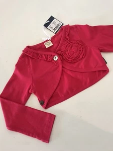 NWT New 104 3-4  Jottum KEETJE Adorable Hot Pink Ruffle CARDIGAN SWEATER Bolero - Picture 1 of 6