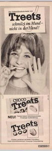 [Deutsch] Treets and Choco Treets Candy Clean Hands Print Ad 1966 - Bild 1 von 1