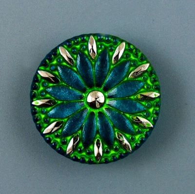 COLORFUL CZECH GLASS BUTTON - Image 1 of 4