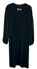 WAYNE CLARK Aline Marelle VTG Czarne bluzki Długi rękaw Szyfonowa sukienka rozmiar 8