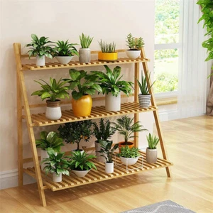 Holz Blumentreppe Blumenleiter Blumen Dekoregal Klappbar mit 3 Schichten Balkon - Bild 1 von 5