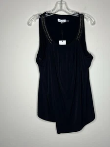 Calvin Klein Women’s Tank Top Size XL Black Beaded Neckline Career Office New - Picture 1 of 9