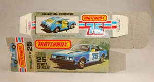 Matchbox Superfast 25D Toyota Celica GT scatola vuota originale "L" USA - Foto 1 di 2