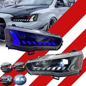 Fits 2008-2017 Mitsubishi Lancer EVO X LED Headlights Head lamp Sequential Turn - Bild 1 von 11