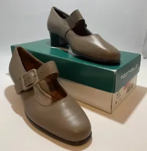 Foot Thrills Amanda Taupe Strap Dance Mary Jane Shoes Leather  size 8M EUC - Picture 1 of 7