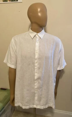 Perry Ellis Men XL White Linen Shirt - Image 1 of 4