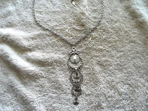 SARAH COVENTRY Silver Tone Metal Pendant, 4 Graduated Tiers, Detailed - Picture 1 of 5