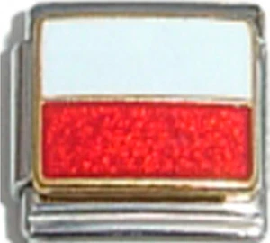 POLAND POLISH FLAG Ceramic Italian 9mm Charm PQ040 Fits Traditional Classic - Bild 1 von 2
