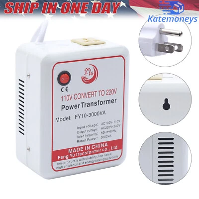 Power Only Step-Up 110V To 220V Transformer Converter Adapter 3000W For Home - Image 1 of 4