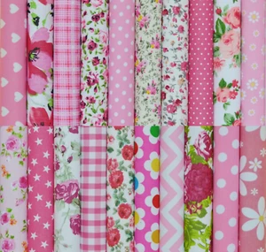 50 X 5 INCH PATCHWORK FABRIC SQUARES REMNANTS SEWING CRAFT MATERIAL ** PINK MIX - Picture 1 of 2